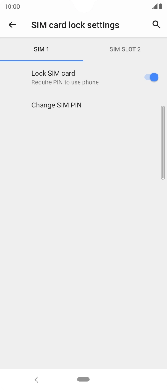 Press the indicator next to 'Lock SIM card' to turn the function on or off.