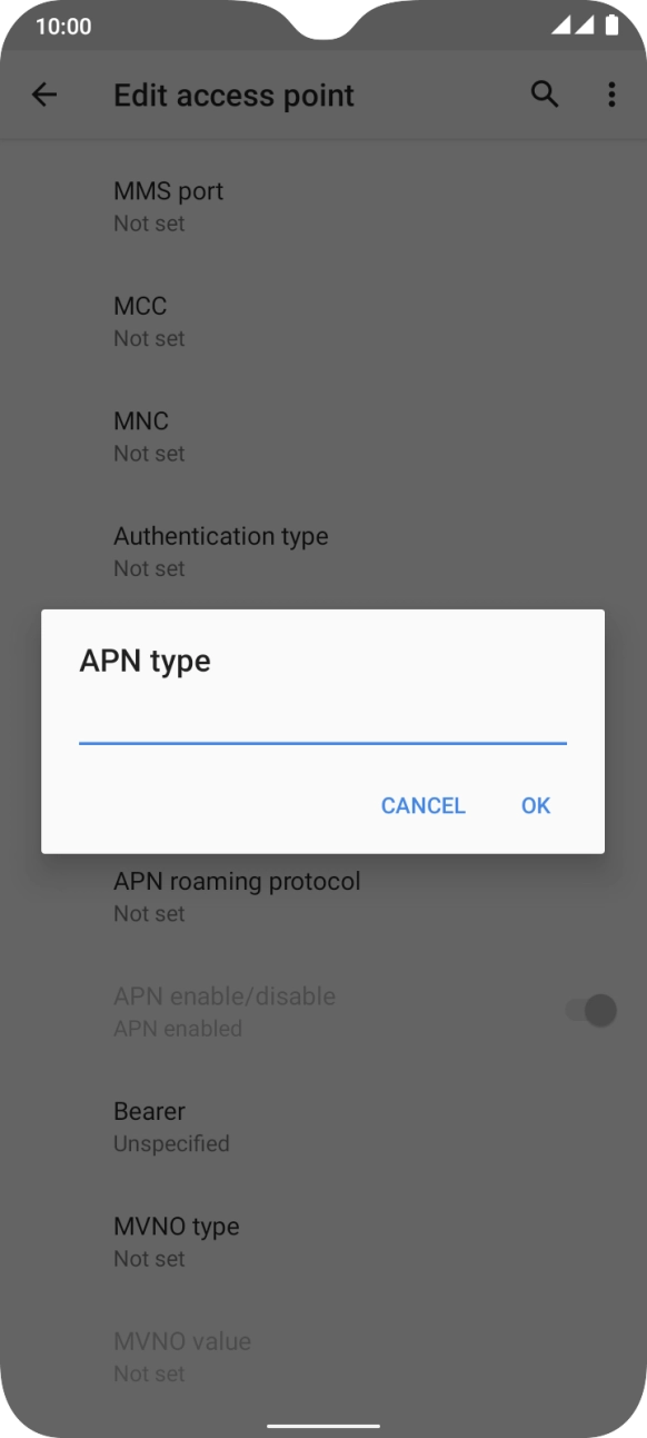 Key in default and press OK.