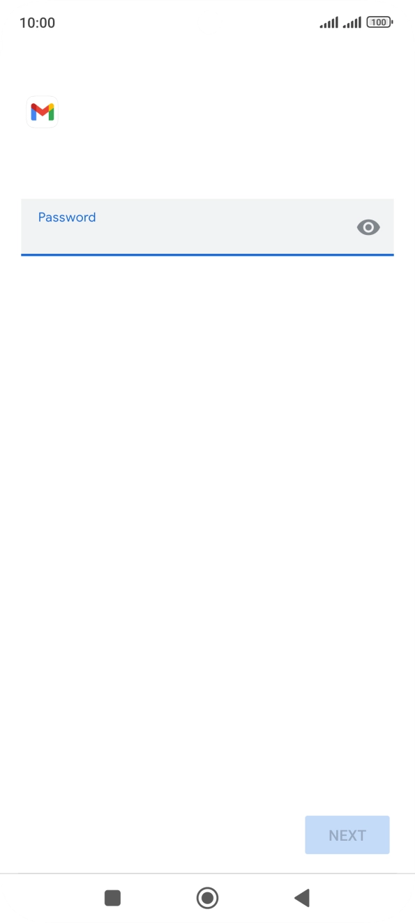 Press the field below 'Password' and key in the password for your email account. Press the field below 'Password' and key in the password for your email account.