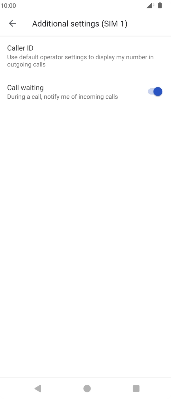 Press the indicator next to 'Call waiting' to turn the function on or off.