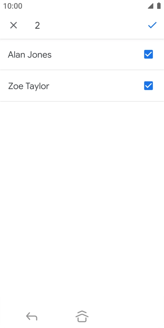 Press the fields next to the required contacts to select them.