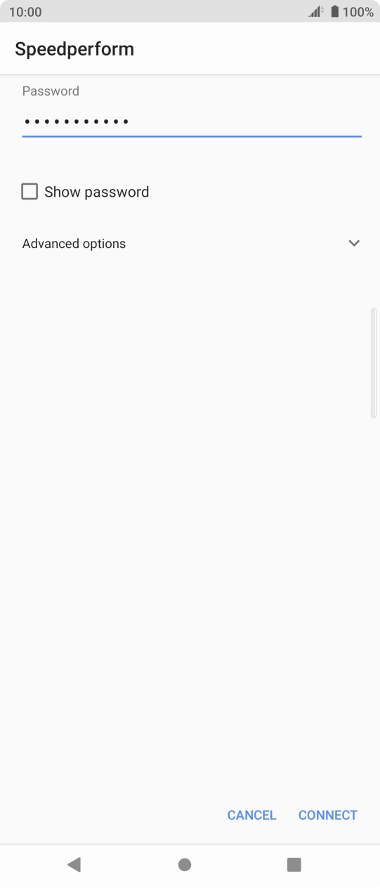 Key in the password for the WiFi network and press CONNECT.