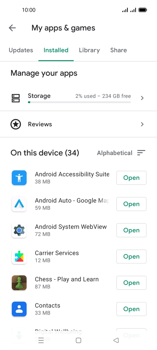 Press the required app.