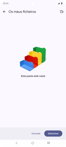 Se quiser criar uma nova pasta, prima o ícone de nova pasta e siga as indicações no ecrã para criar uma nova pasta.