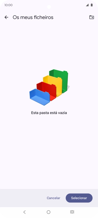 Se quiser criar uma nova pasta, prima o ícone de nova pasta e siga as indicações no ecrã para criar uma nova pasta.