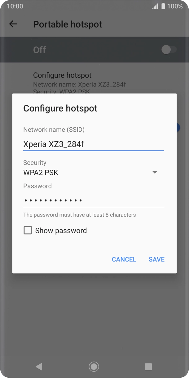 Press the field below 'Network name (SSID)' and key in the required name.