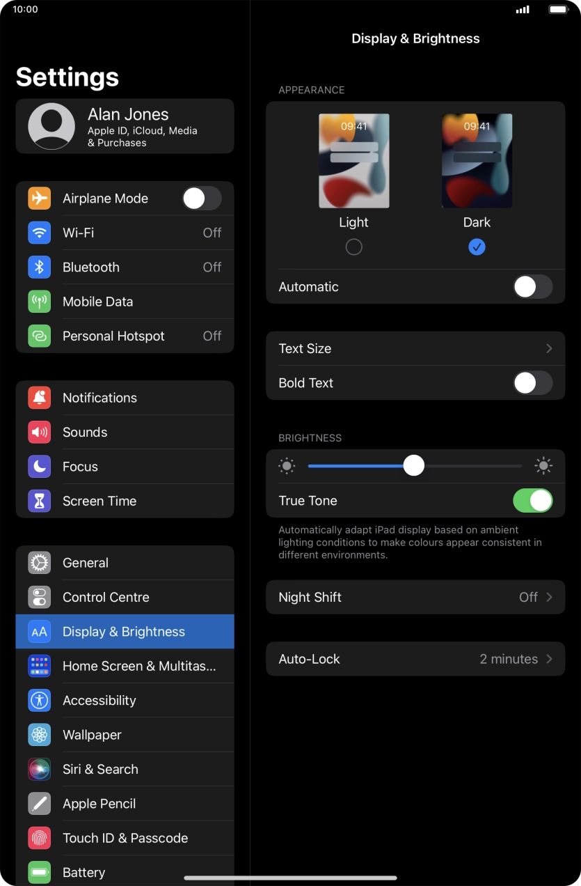 Press the indicator next to 'Automatic' to turn the function on or off.