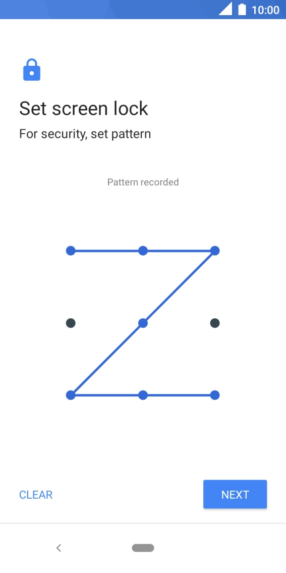 Slide your finger across the screen to connect at least four points and press NEXT. Slide your finger across the screen to connect at least four points and press NEXT.