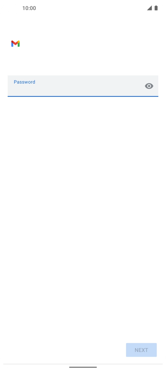 Press the field below 'Password' and key in the password for your email account. Press the field below 'Password' and key in the password for your email account.