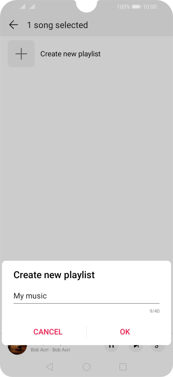 Key in a name for the playlist and press OK.
