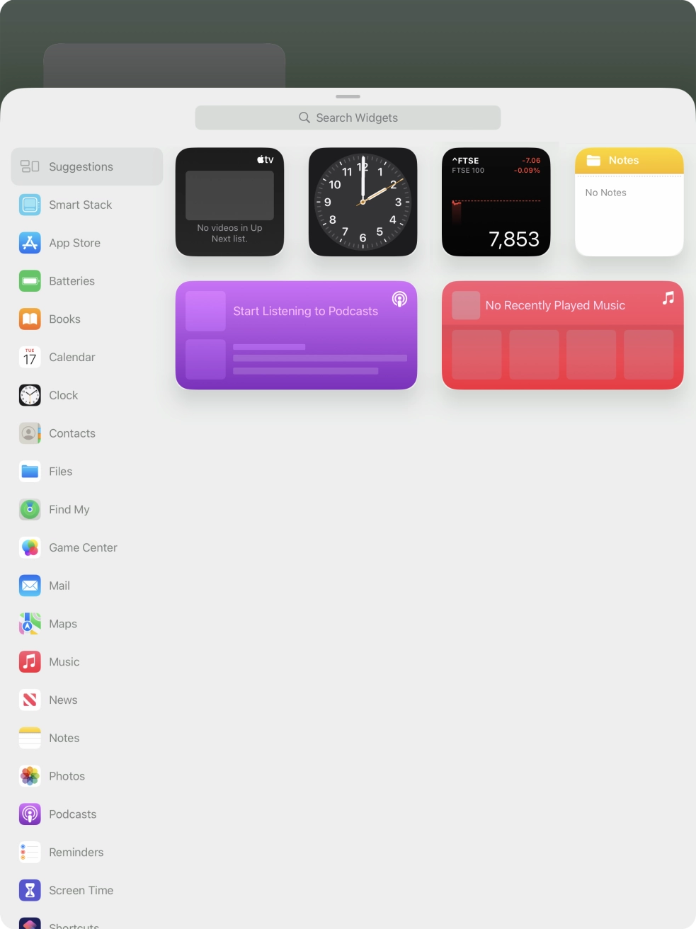 Press the required widget.