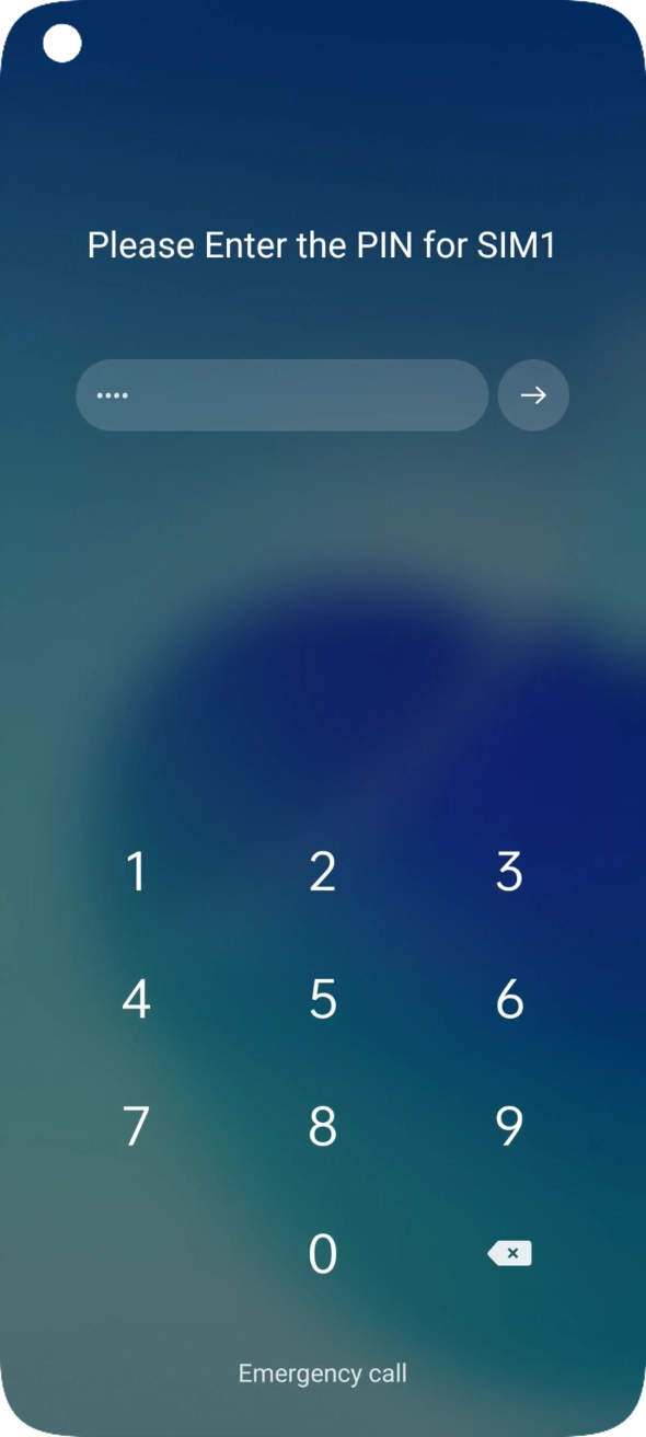 Key in your SIM PIN and press arrow right. The default SIM PIN is 0000.
