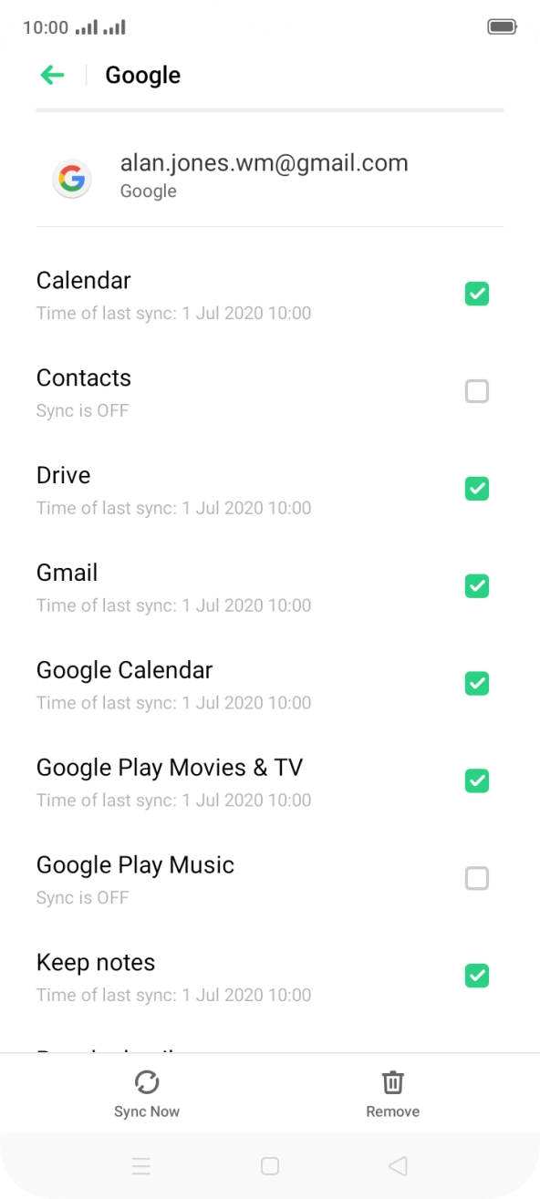 Press the field next to 'Contacts' to turn on the function.