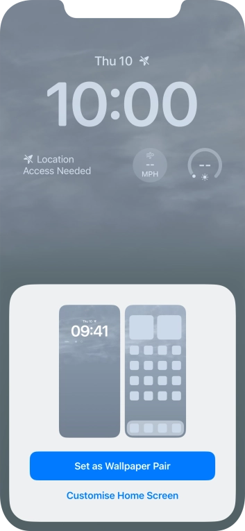 To use the same colour theme on the home screen, press Set as Wallpaper Pair. To use the same colour theme on the home screen, press Set as Wallpaper Pair.