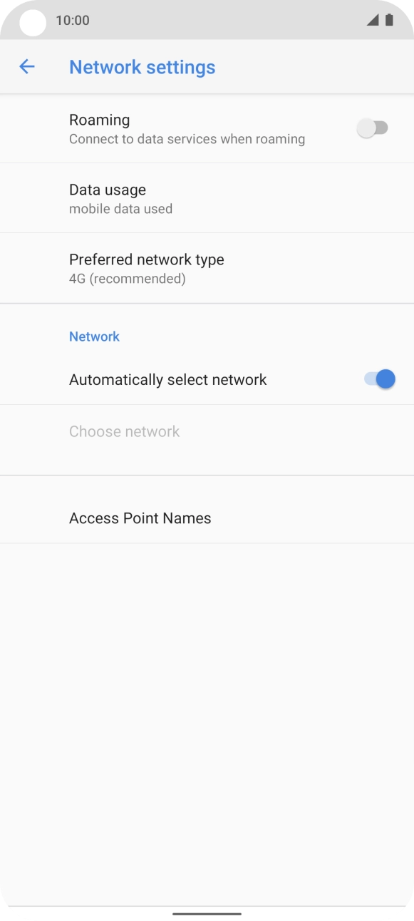 Press the indicator next to 'Automatically select network' to turn off the function and wait while your phone searches for networks. Press the indicator next to 'Automatically select network' to turn off the function and wait while your phone searches for networks.
