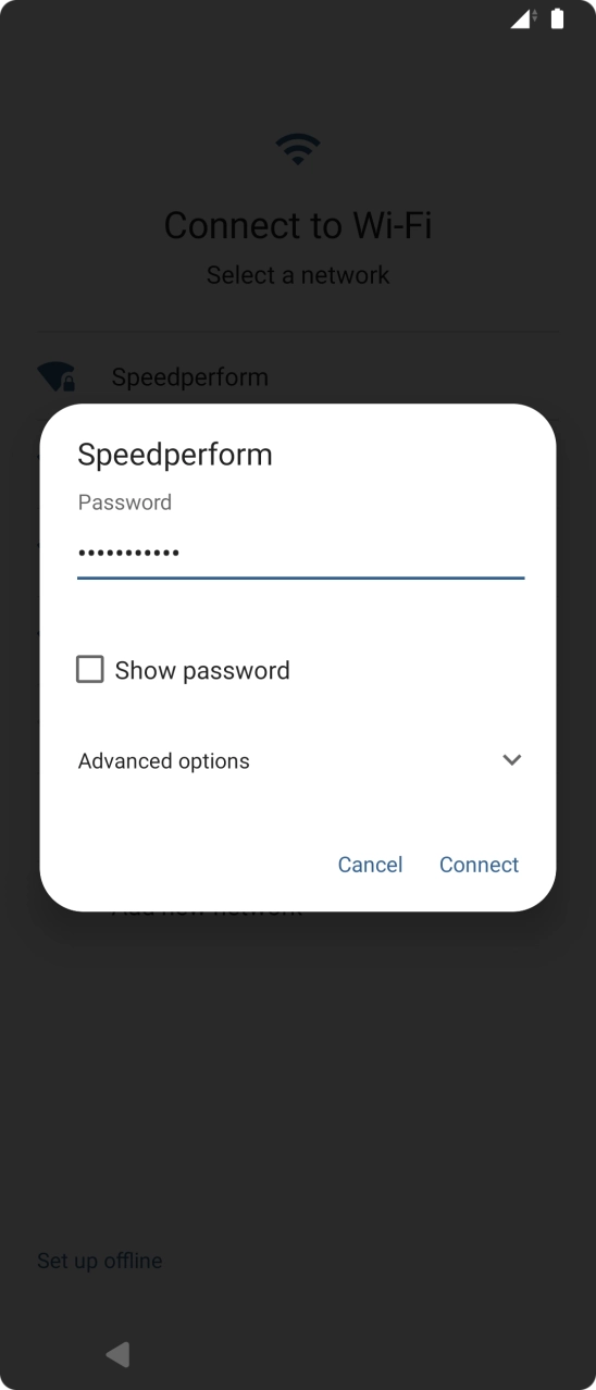 Key in the password for the WiFi network and press Connect.