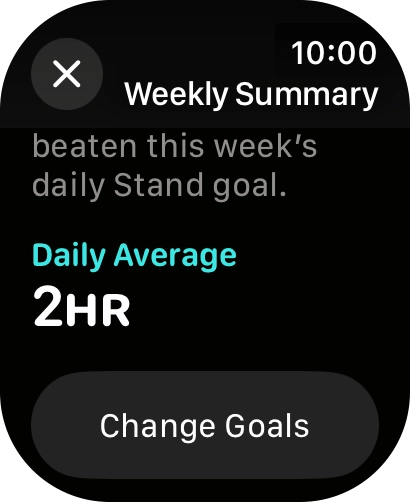 Follow the instructions on the screen to see an activity summary for the current week or to adjust the daily activity goal.