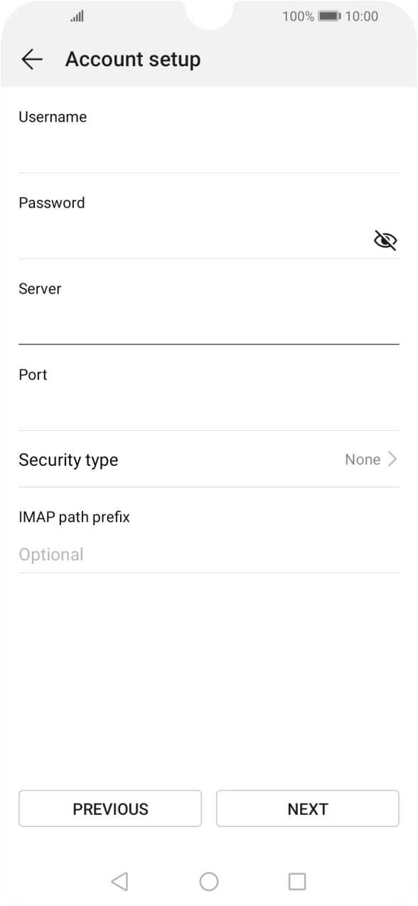Press the field below 'Port' and key in 143. Press the field below 'Port' and key in 143.