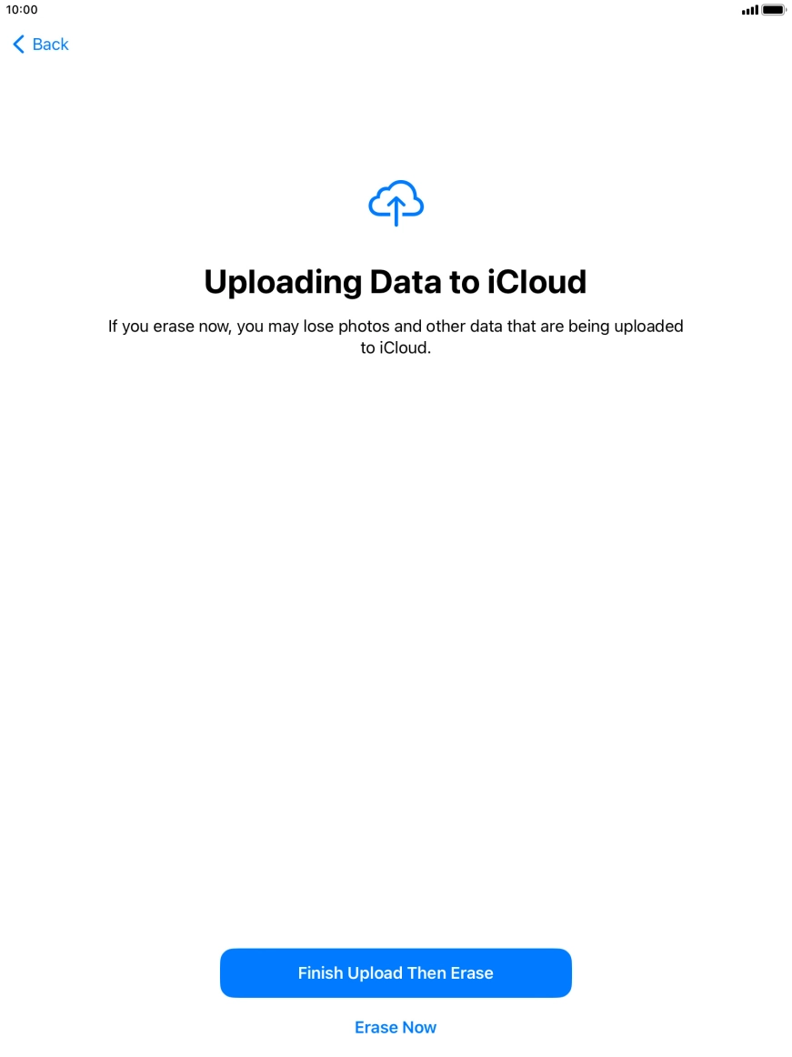 Press the required setting.
