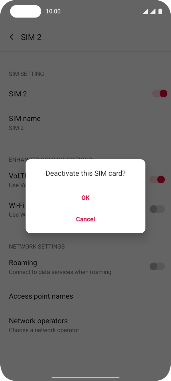 If you turn off the function, press OK.