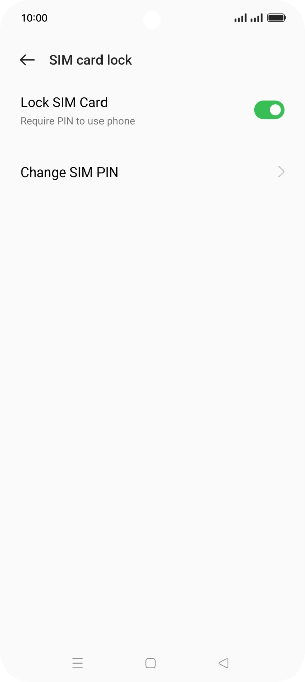 Press the indicator next to 'Lock SIM Card' to turn the function on or off.