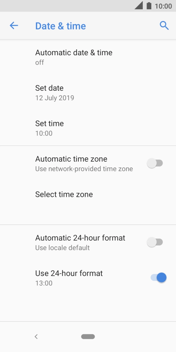 Press Automatic date & time.