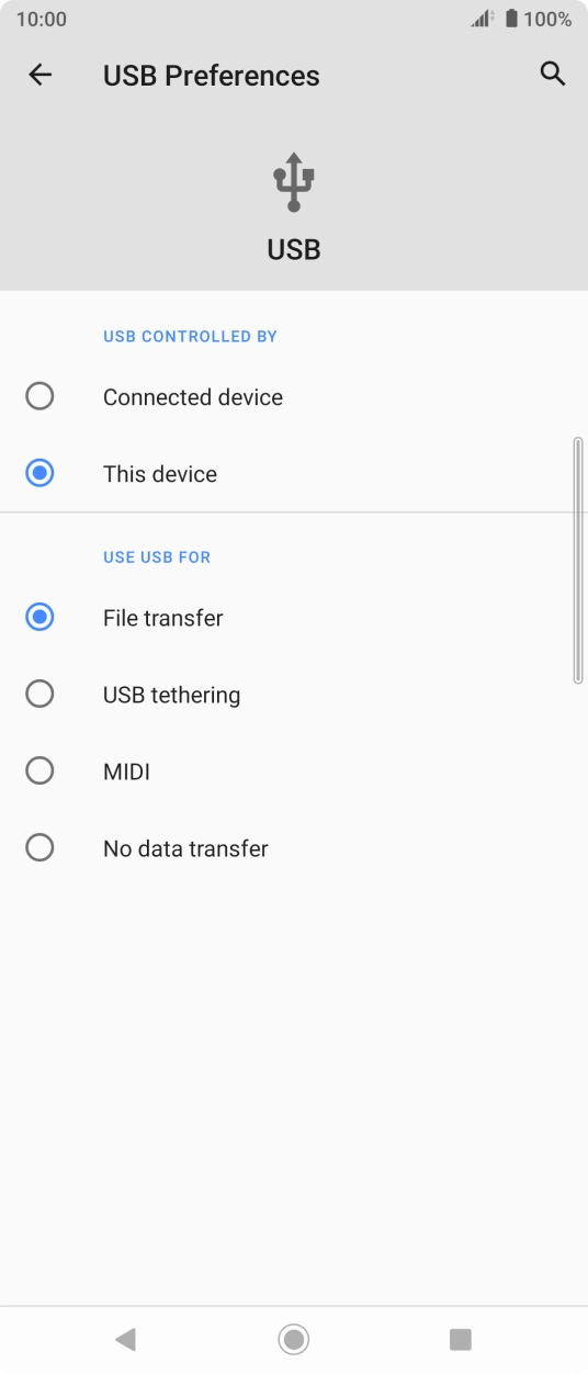 Press File transfer. Press File transfer.