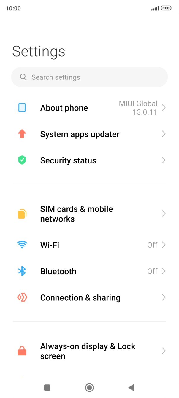 Press SIM cards & mobile networks.