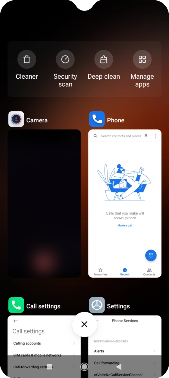 To end one running application, slide your finger right on the required application.