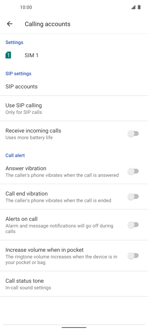 Press the name of the SIM.