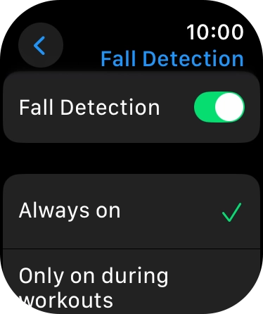 Press the indicator next to 'Fall Detection' to turn on the function.
