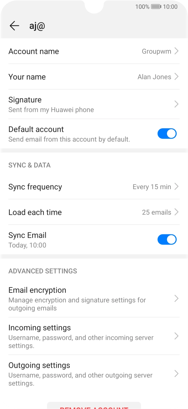 Press Account name and key in the required name.