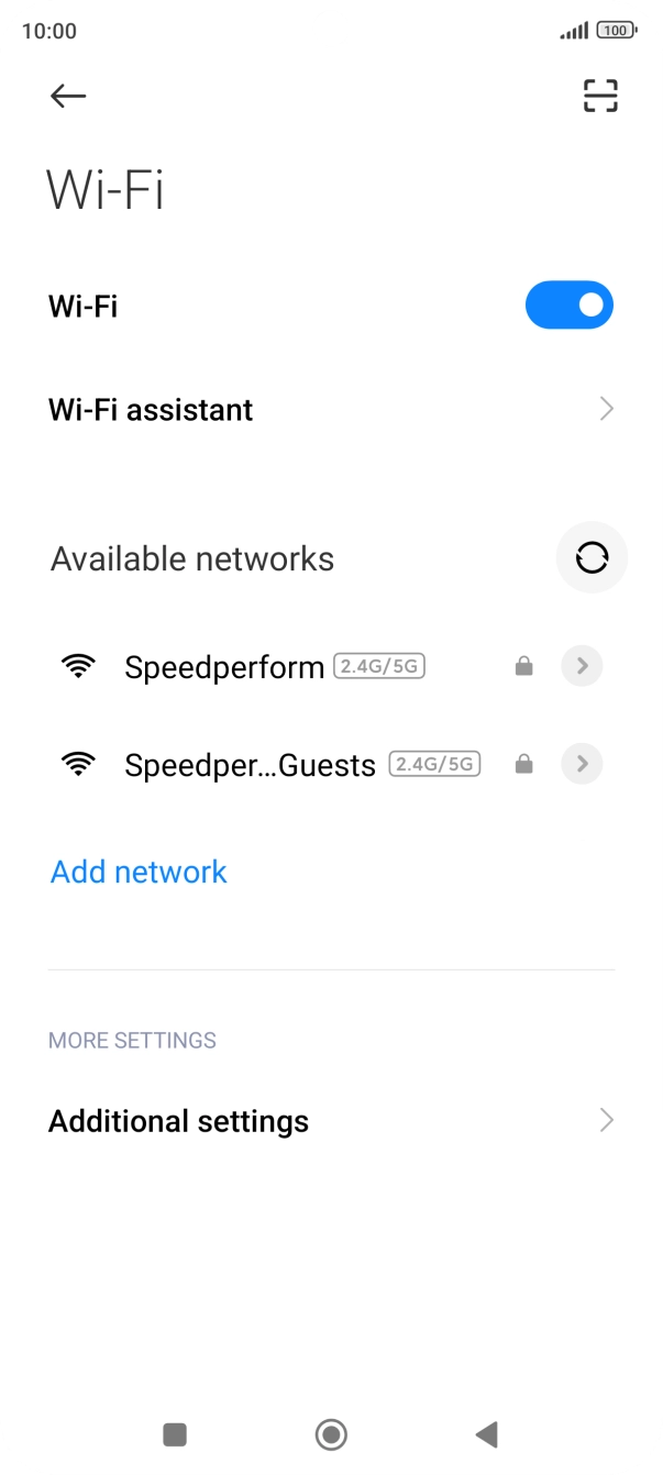 Press the required WiFi network.