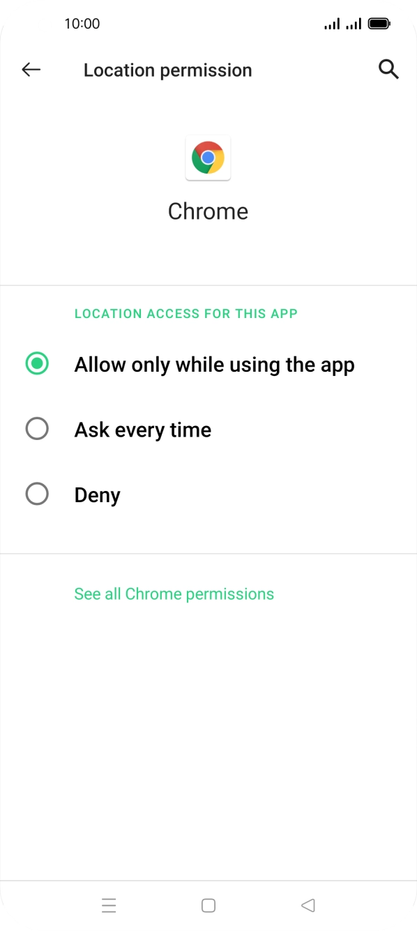 Press the required setting.