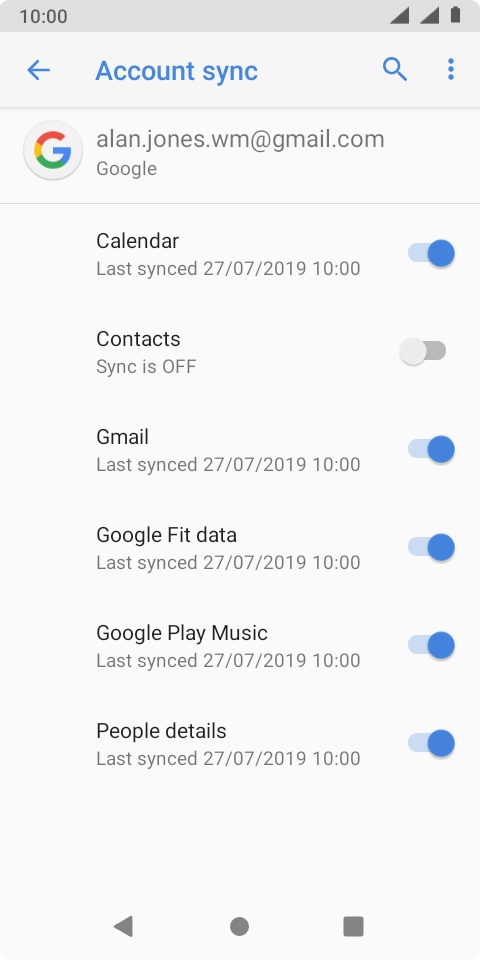 Press the indicator next to 'Contacts' to turn on the function.