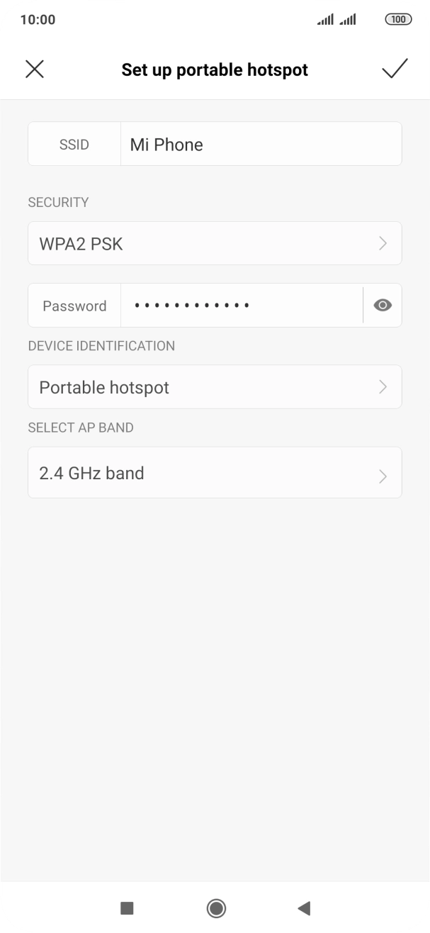 Press the field next to 'SSID' and key in the required name.