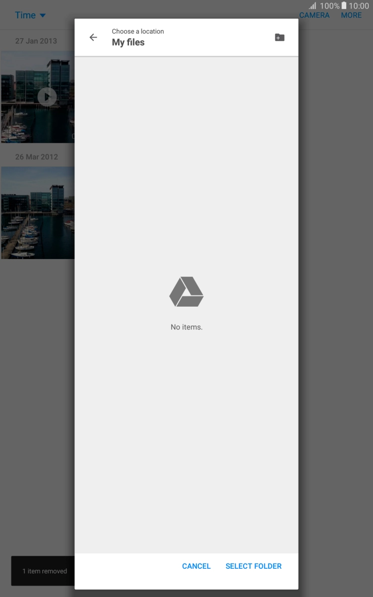 Press SELECT FOLDER. Press SELECT FOLDER.