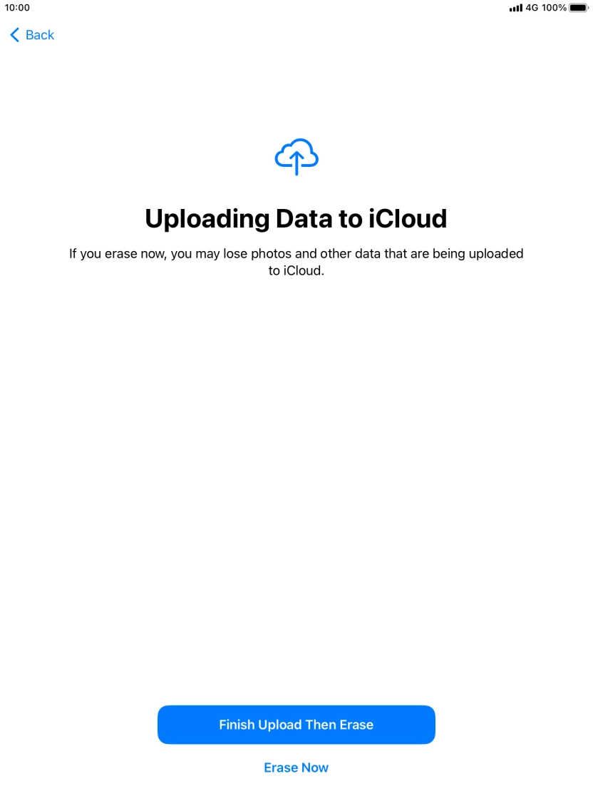 Press the required setting.