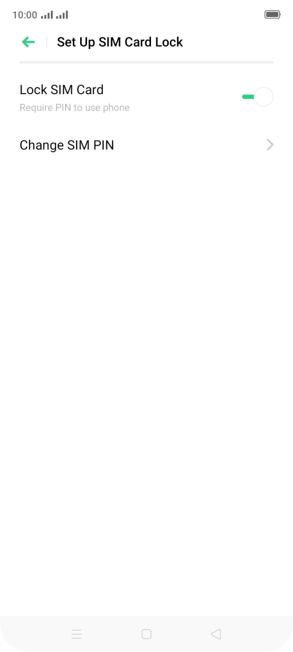 Press the indicator next to 'Lock SIM Card' to turn the function on or off.