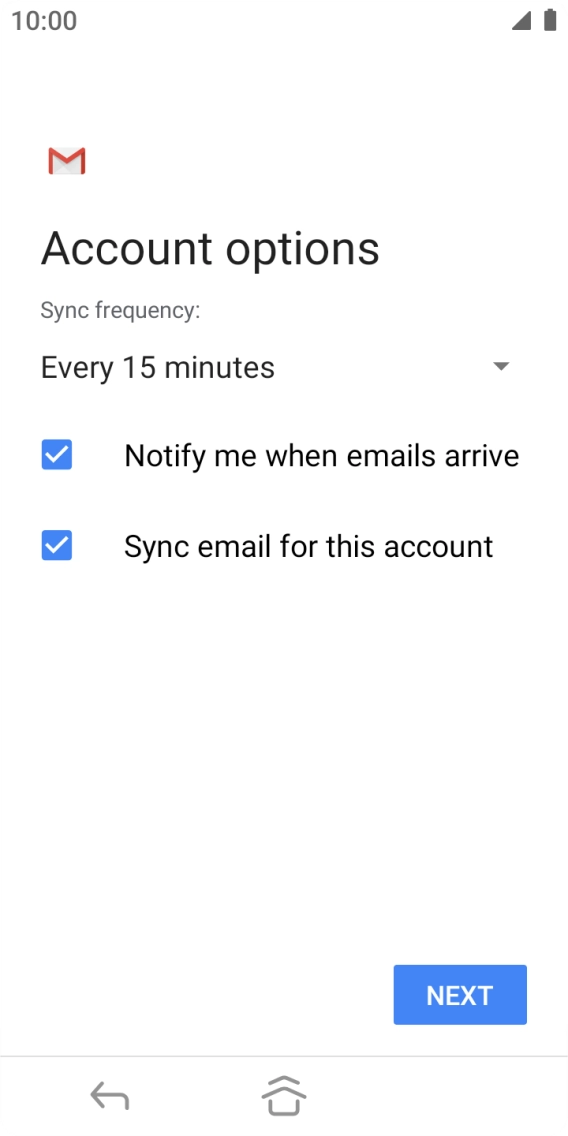 If this screen is displayed, you email account has been recognised and set up automatically. Follow the instructions on the screen to key in more information and finish setting up your phone. If this screen is displayed, you email account has been recognised and set up automatically. Follow the instructions on the screen to key in more information and finish setting up your phone.