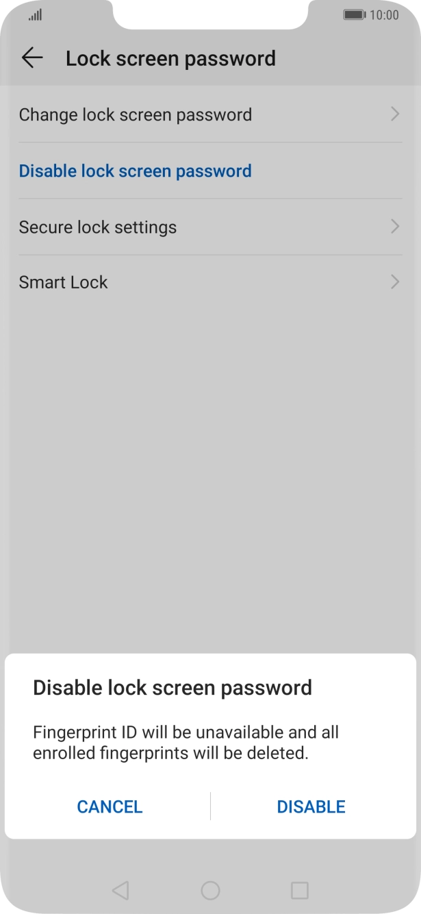 Key in the current phone lock code and press DISABLE.