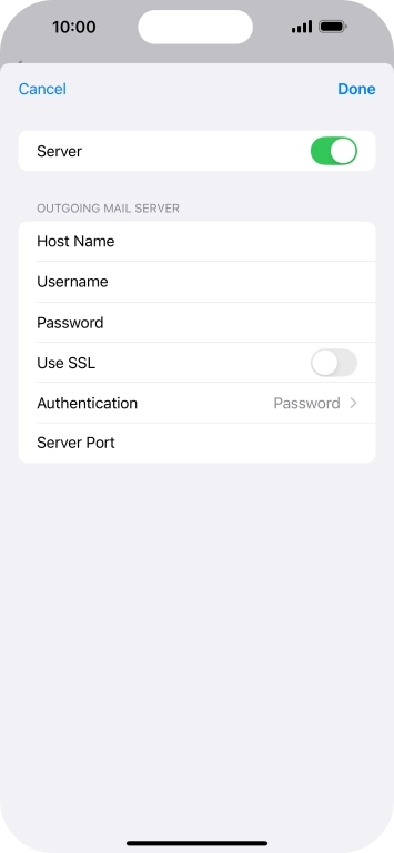 Press the indicator next to 'Use SSL' to turn on the function.