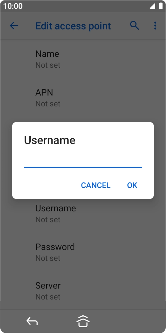 Key in o2wap and press OK.