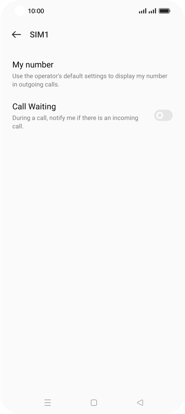 Press the indicator next to 'Call Waiting' to turn the function on or off.