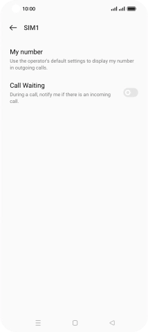 Press the indicator next to 'Call Waiting' to turn the function on or off.