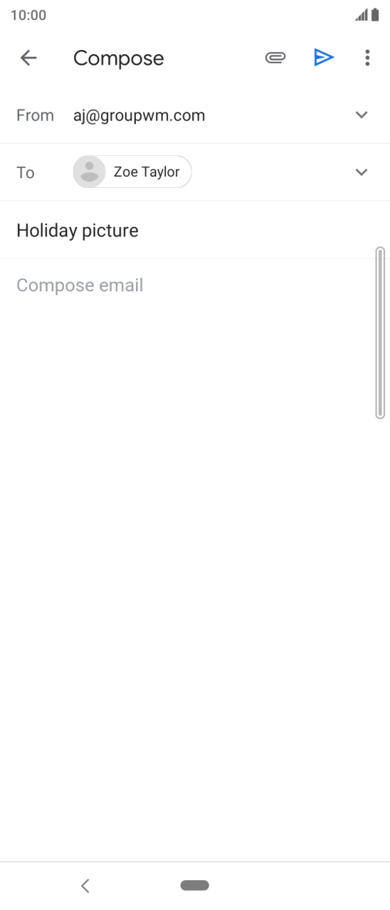 Press the text input field and write the text for your email.