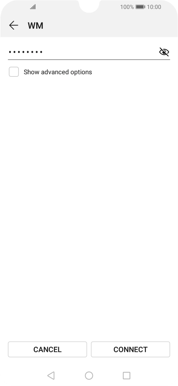 Key in the password for the WiFi network and press CONNECT.