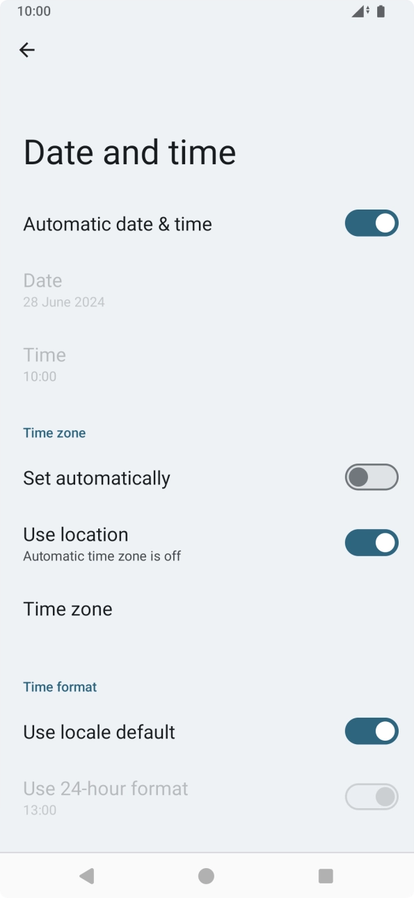 Press the indicator next to 'Set automatically' to turn on the function.
