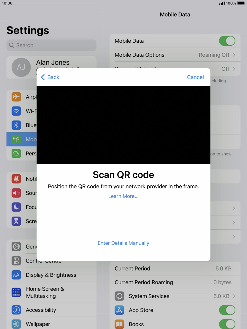 Place the QR code you've received inside the tablet camera frame to scan the code. Place the QR code you've received inside the tablet camera frame to scan the code.