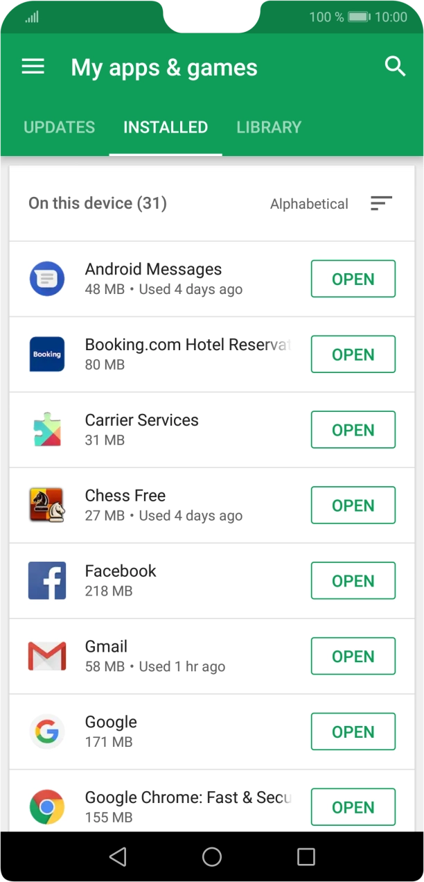 Press the required app.